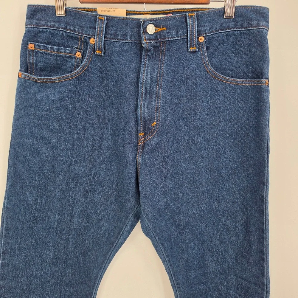 NEW Y2K Levis 517 Bootcut Jeans Mens 34x32 Dark Blue Wash Slim Fit Deadstock NWT